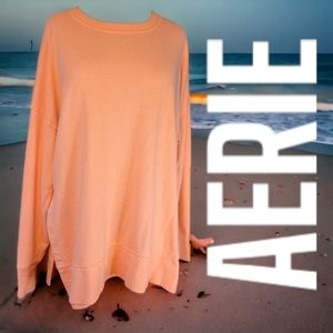 AERIE oversized crew neck split hem sweater M